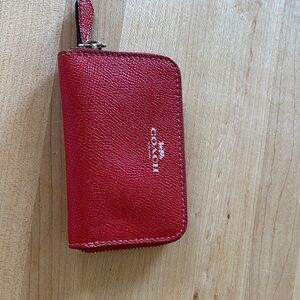Coach Cherry Red Leather Coin/Card Holder